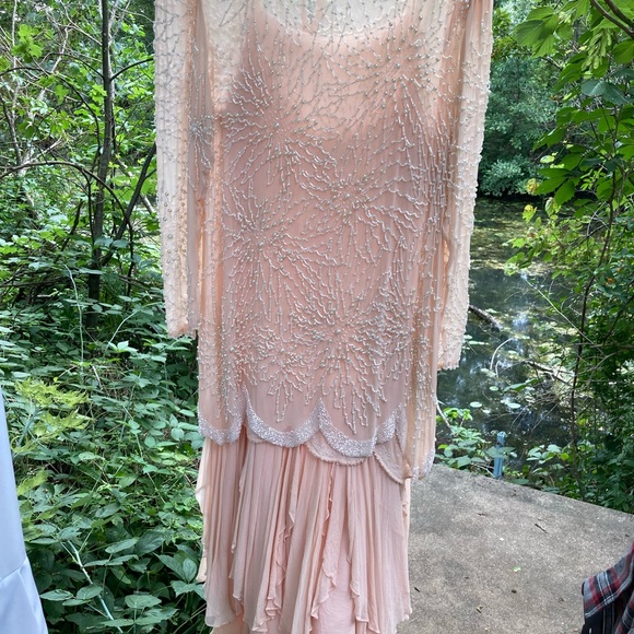 SweeLo Silk Pale Pink 2-Layered Beaded Dress - Picture 6 of 6
